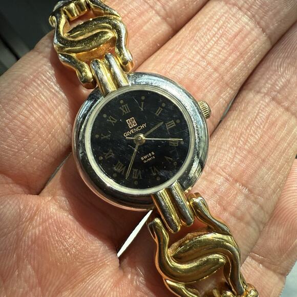 Vintage Givenchy Ladies Bracelet Watch Two Tone Gold Steel Swiss Made Quartz - Picture 8 of 8